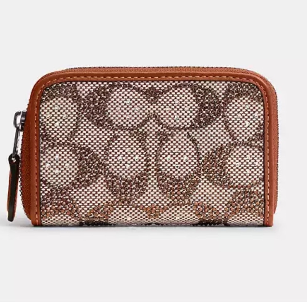 🔥 Authentic Coach Essential Small Zip Around Card Case In Crystal🔥